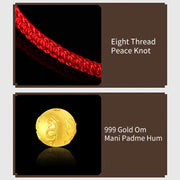 Buddha Stones Tibetan 999 Gold Om Mani Padme Hum Engraved Lucky Bead Couple Bracelet