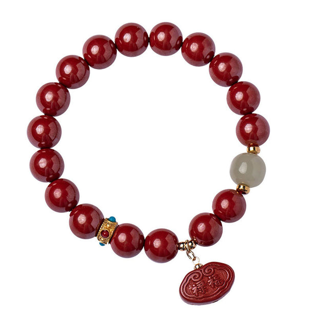 Buddha Stones Cinnabar Jade Healing Protection Charm Bracelet Bracelet BS 11