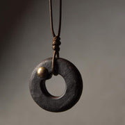 Buddha Stones Zen Circle Ebony Wood Peace Calm Necklace Pendant Necklaces & Pendants BS 10