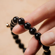 Buddha Stones Black Obsidian Jade Om Mani Padme Hum Strength Couple Magnetic Bracelet Bracelet BS 8