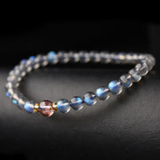 Buddha Stones Moonstone Pink Crystal Cinnabar Healing Positive Bracelet Bracelet BS 4