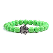 'Buddha Stones “Save A Dog” Stone Bracelet Bracelet Bracelet Green Beads
