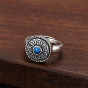Buddha Stones Tibetan Om Mani Padme Hum Peace Rotatable Ring Ring BS Blue Om Mani Padme Hum